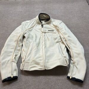 Fieldsheer Women’s Motorcycle Jacket Cream CE Armor PHOSLITE Riding Coat